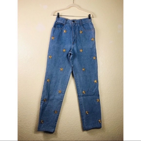 Vintage Denim - Vintage 80s  High Waisted Star Embroidered Jeans